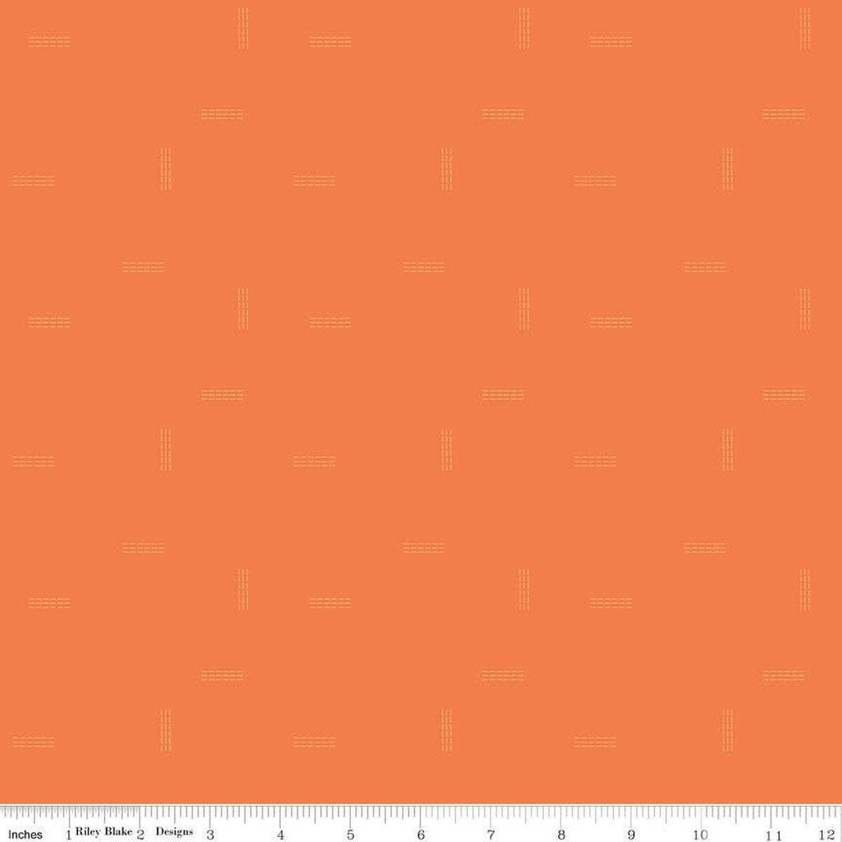Make Stitched Up in Orange - 1/2 Yard Increments, Cut Continuously - by Kristy Lea of Quiet Play for Riley Blake Designs