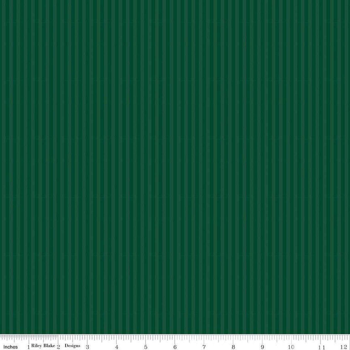 Christmas Green Tone on Tone Stripe 1/8th Inch - 1/2 Yard Increments, Cut Continuously - by Riley Blake Designs