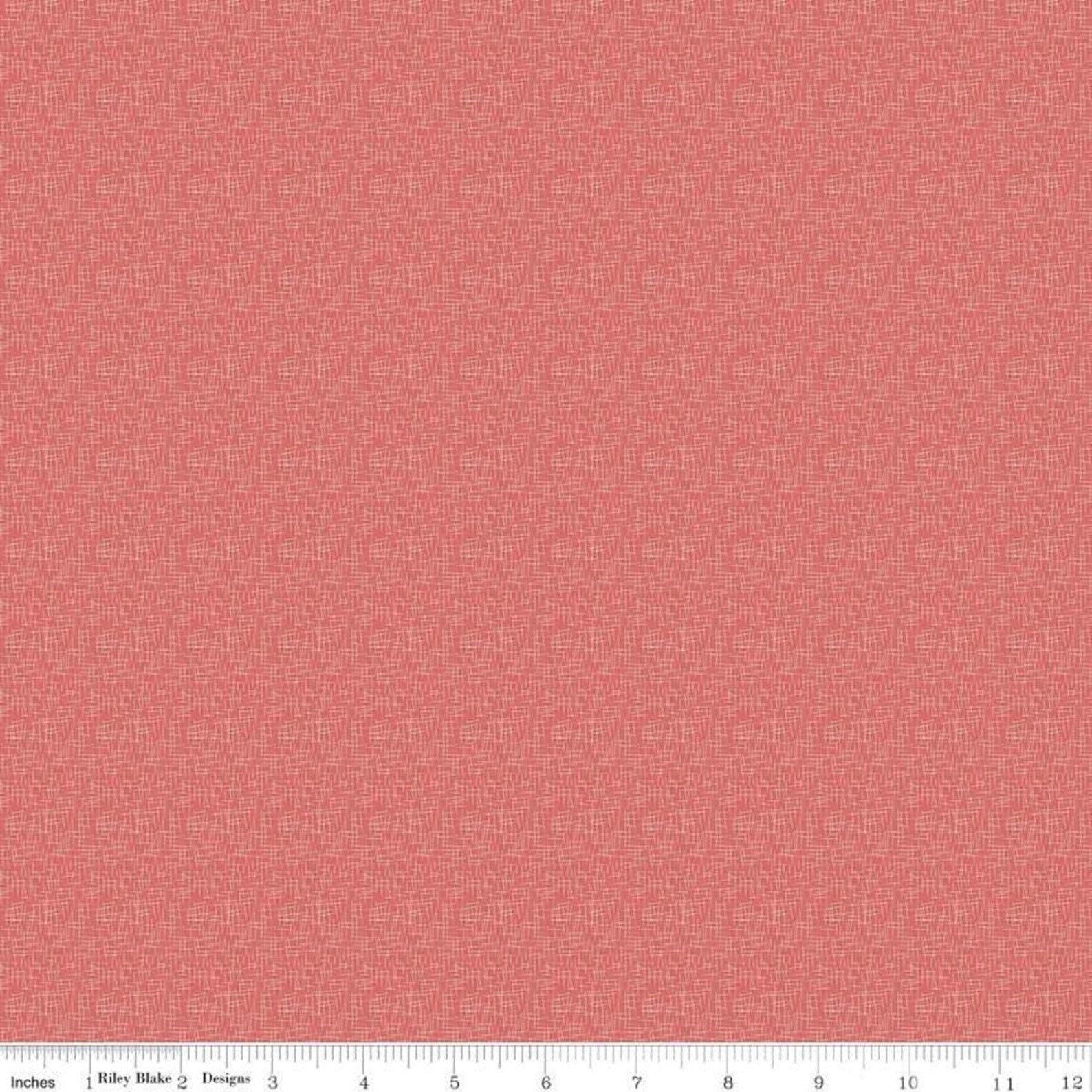 Coral and White Small Hashtag - 1/2 Yard Increments, Cut Continuously - by Riley Blake Designs