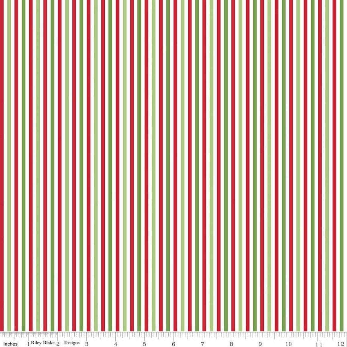 Christmas Stripe 1/8th Inch - 1/2 Yard Increments, Cut Continuously - by Riley Blake Designs