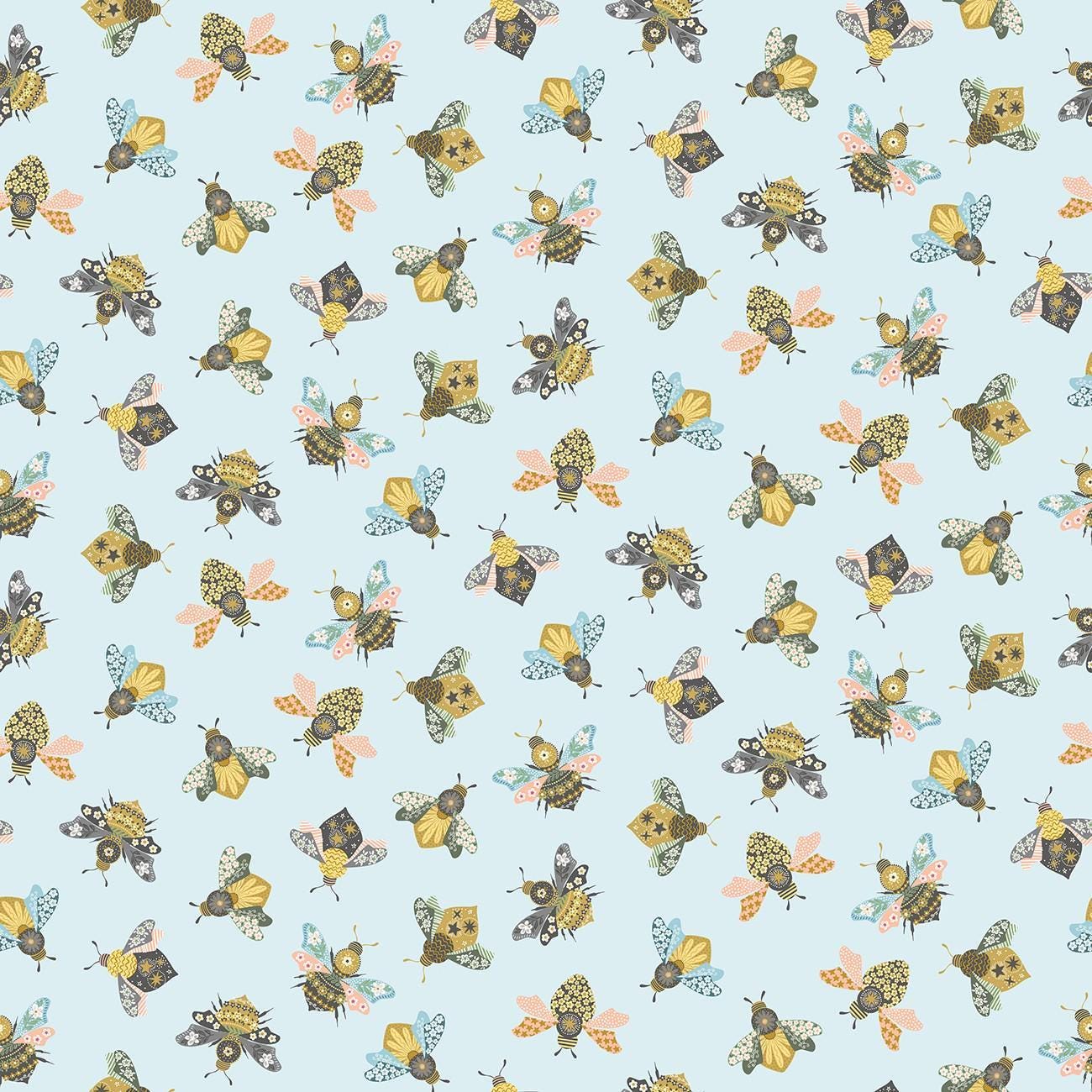 Sting Like a Bee Sky Busy Bees - 1/2 Yard Increments, Cut Continuously - by Dear Stella