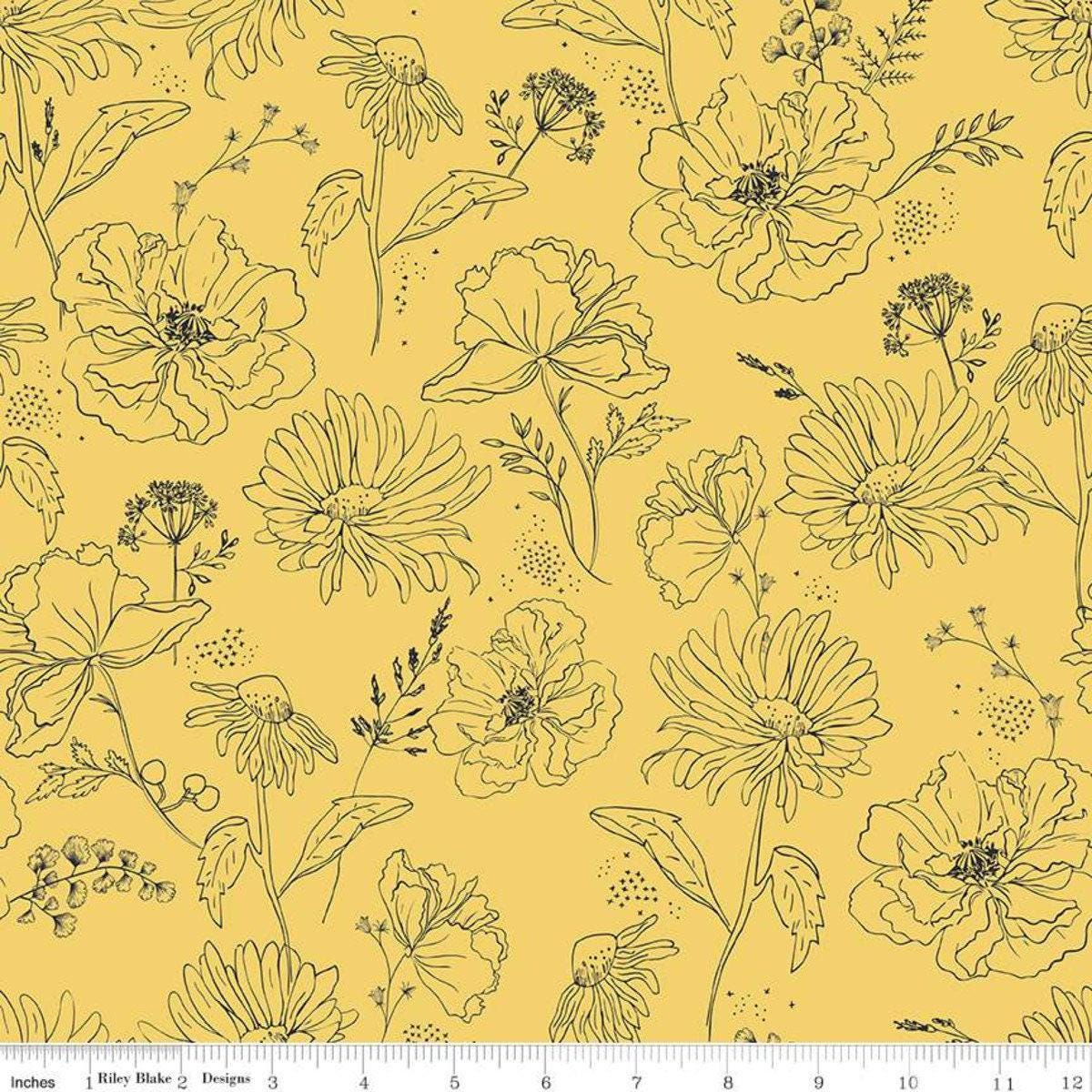 Honey Bee Wildflower in Daisy - 1/2 Yard Increments, Cut Continuously - by My Mind's Eye for Riley Blake Designs
