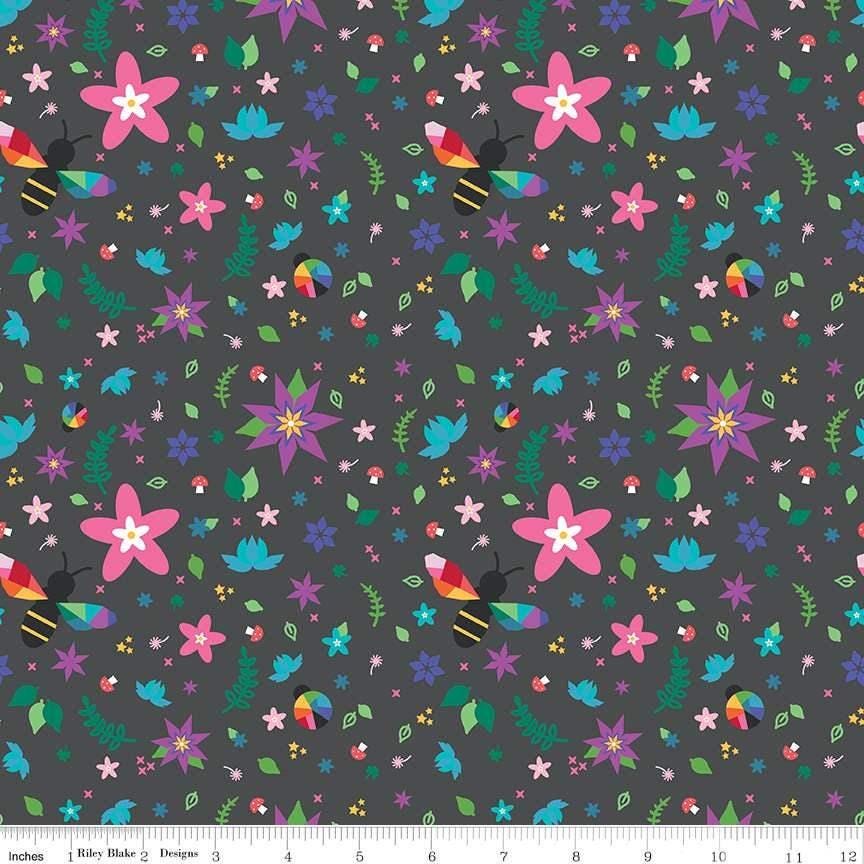 Bloom Main in Charcoal - 1/2 Yard Increments, Cut Continuously - by Kristy Lea of Quiet Play for Riley Blake Designs