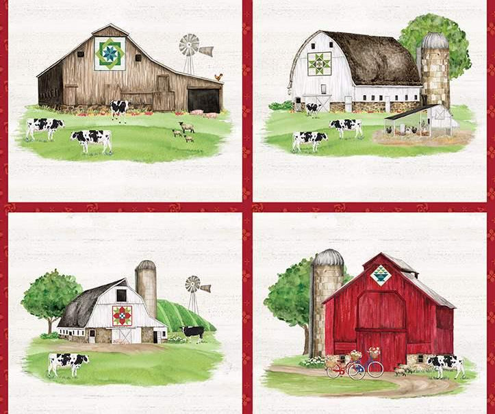 Clearance: Spring Barn Quilts Pillow Panel by Tara Reed for Riley Blake Designs