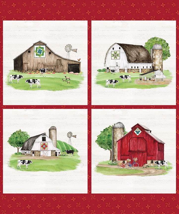Clearance: Spring Barn Quilts Pillow Panel by Tara Reed for Riley Blake Designs