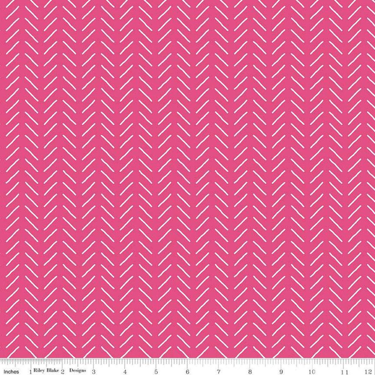 Clearance- Fleur Bias Lines in Dark Pink - 1/2 Yard Increments, Cut Continuously - by Sedef Imer for Riley Blake Designs