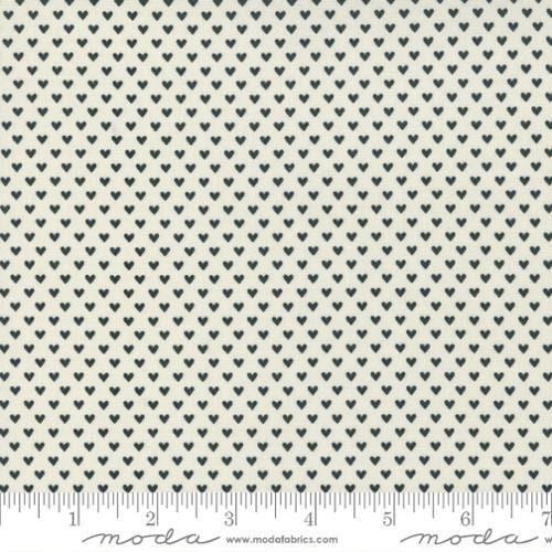 Flirt Tiny Hearts in Cream and Black - 1/2 Yard Increments, Cut Continuously - by Sweetwater for Moda Fabrics