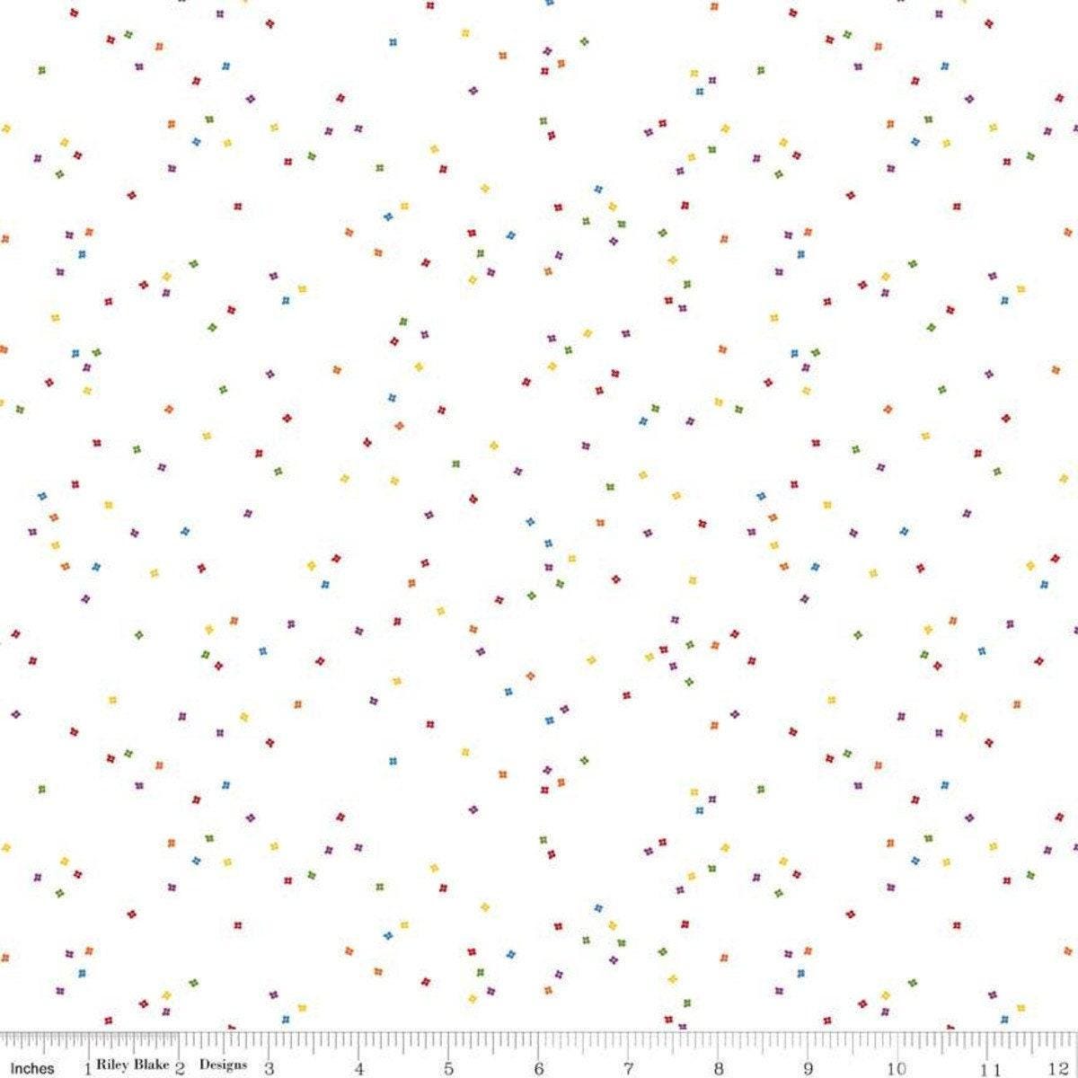 Rainbow Blossom on White - 1/2 Yard Increments, Cut Continuously - by Christopher Thompson for Riley Blake Designs