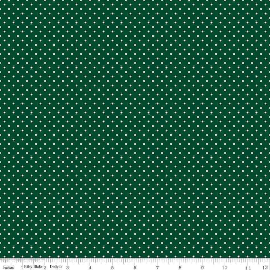Swiss Dot Christmas Green - 1/2 Yard Increments, Cut Continuously - by Riley Blake Designs