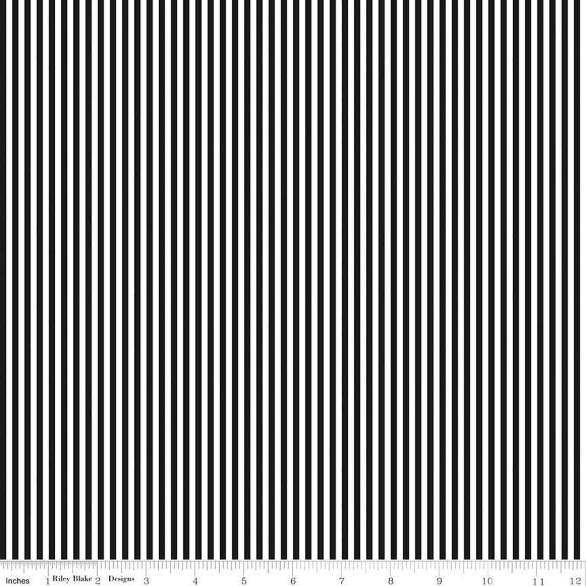 Black Stripe 1/8th Inch - 1/2 Yard Increments, Cut Continuously - by Riley Blake Designs