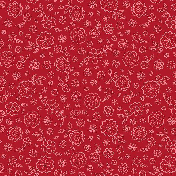 Colors of Summer Ditsy Floral in Red - 1/2 Yard Increments, Cut Continuously - by Jackie Decker for Wilmington Prints