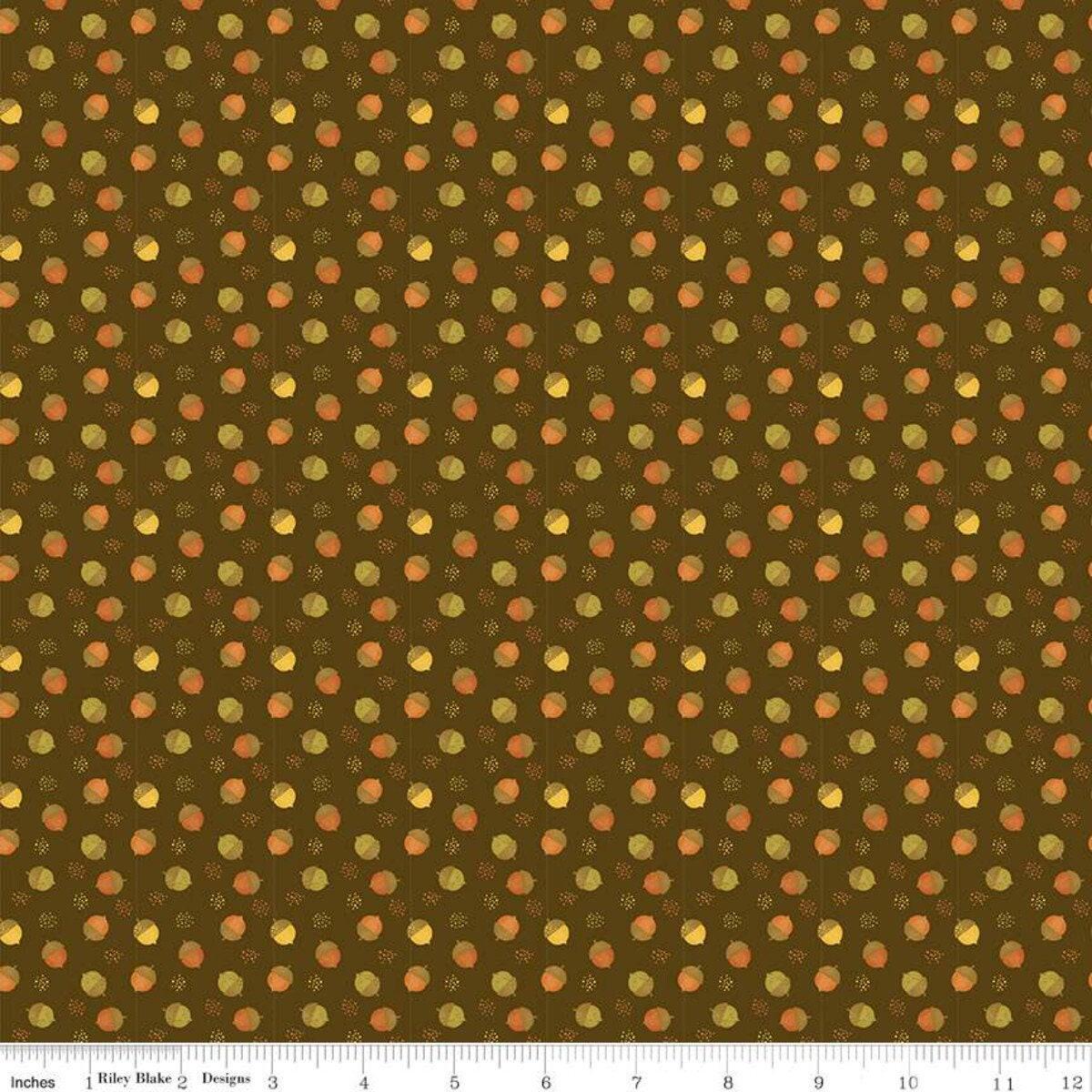 Clearance: Adel in Autumn Acorns Chocolate - 1/2 Yard Increments, Cut Continuously - by Sandy Gervais for Riley Blake Designs