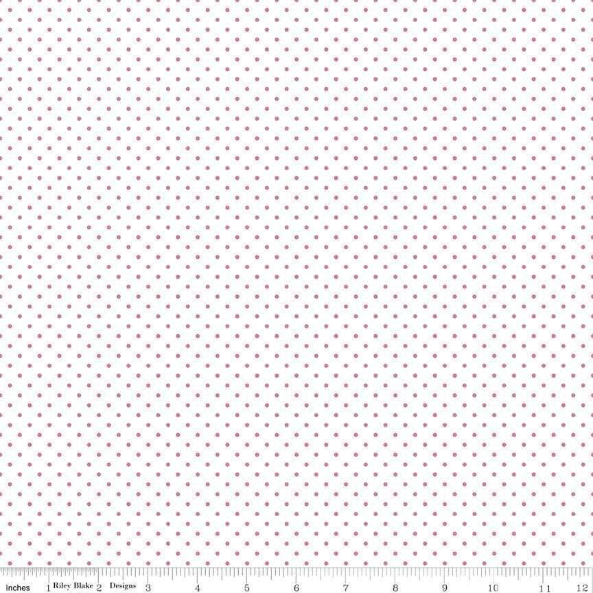 Hot Pink Swiss Dot on White - 1/2 Yard Increments, Cut Continuously - by Riley Blake Designs