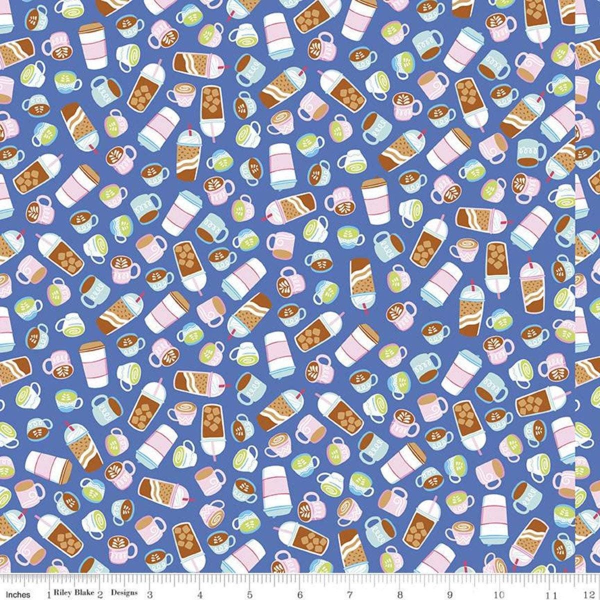 Clearance- Rainbowfruit Drinks in Blue - 1/2 Yard Increments, Cut Continuously - by Amber Kemp-Gerstel for Riley Blake Designs