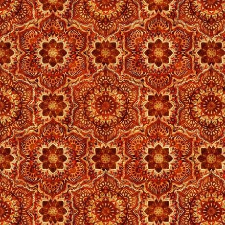 Queen Bee Flower Medallion in Spice - 1/2 Yard Increments, Cut Continuously - by Morris Creative Group for QT Fabrics