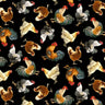 Black Chickens & Roosters - 1/2 Yard Increments, Cut Continuously - by Dona Gelsinger for Timeless Treasures