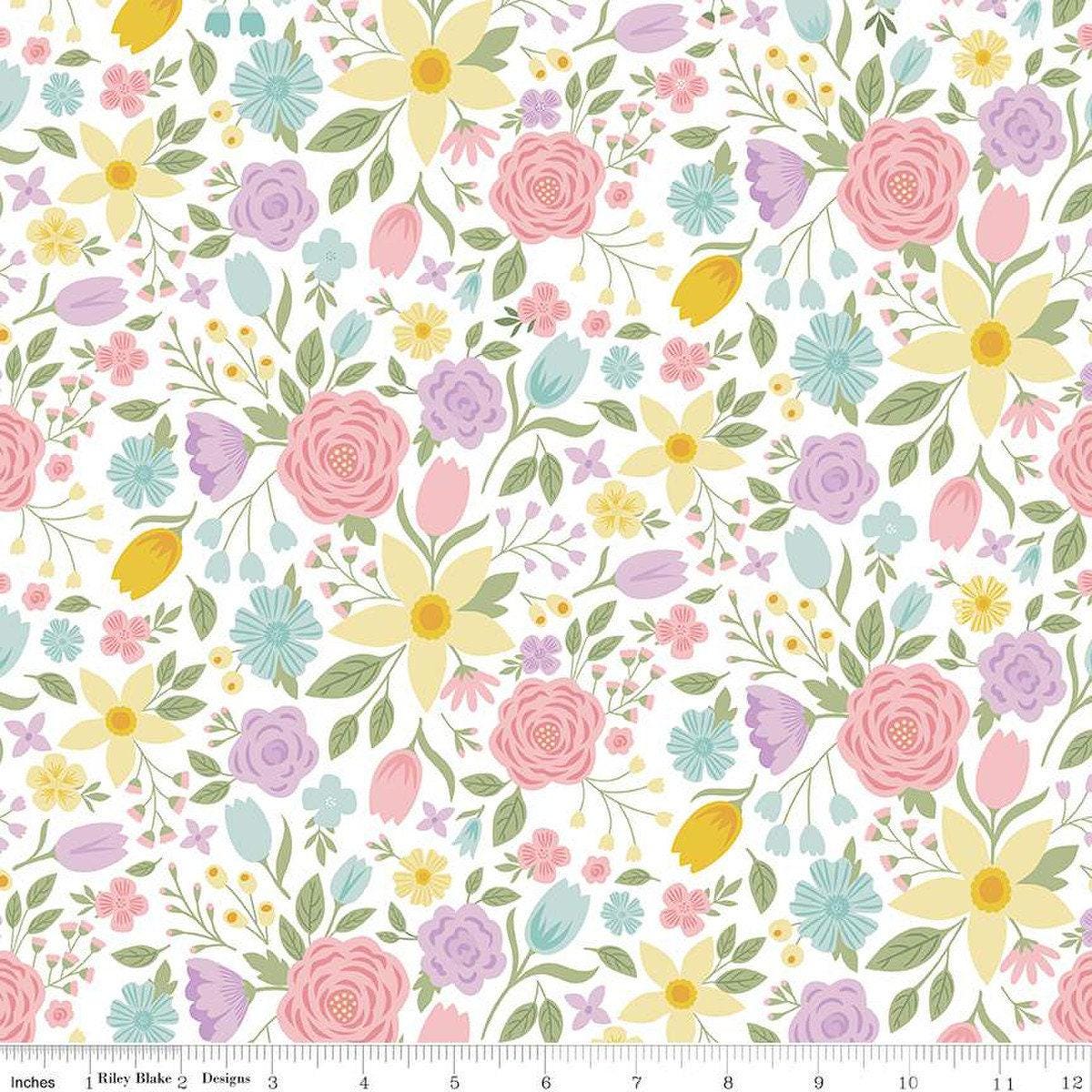 Bunny Trail Main in White - 1/2 Yard Increments, Cut Continuously - by Dani Mogstad for Riley Blake Designs