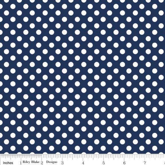 Small Dot Navy - 1/2 Yard Increments, Cut Continuously - by Riley Blake Designs