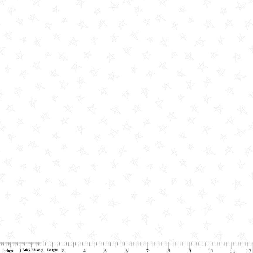 Stars Tone on Tone White - 1/2 Yard Increments, Cut Continuously - by Riley Blake Designs