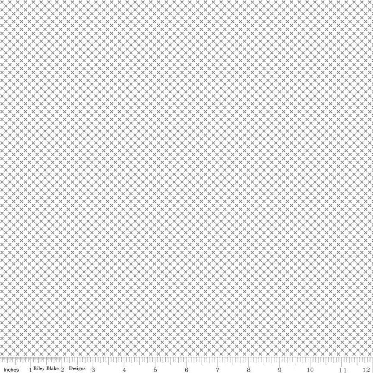 Silver Sparkle Kisses on White - 1/2 Yard Increments, Cut Continuously - by Doodlebug Design for Riley Blake Designs