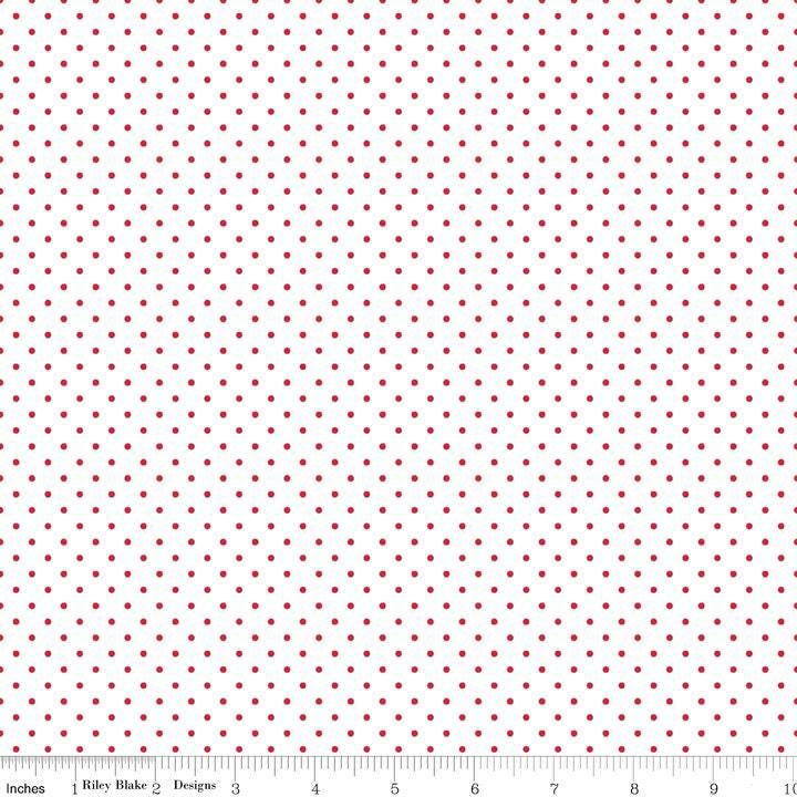 Red Swiss Dot on White - 1/2 Yard Increments, Cut Continuously - by Riley Blake Designs