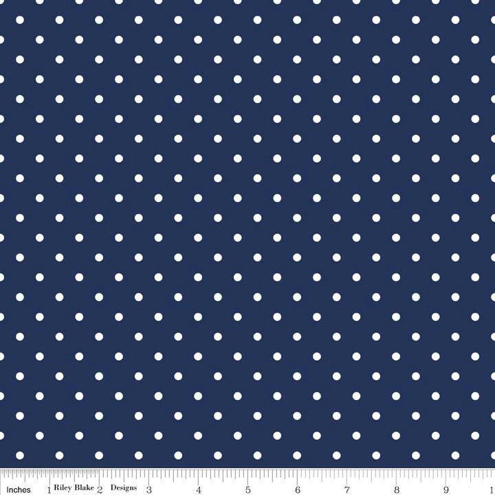 Swiss Dot Navy - 1/2 Yard Increments, Cut Continuously - by Riley Blake Designs