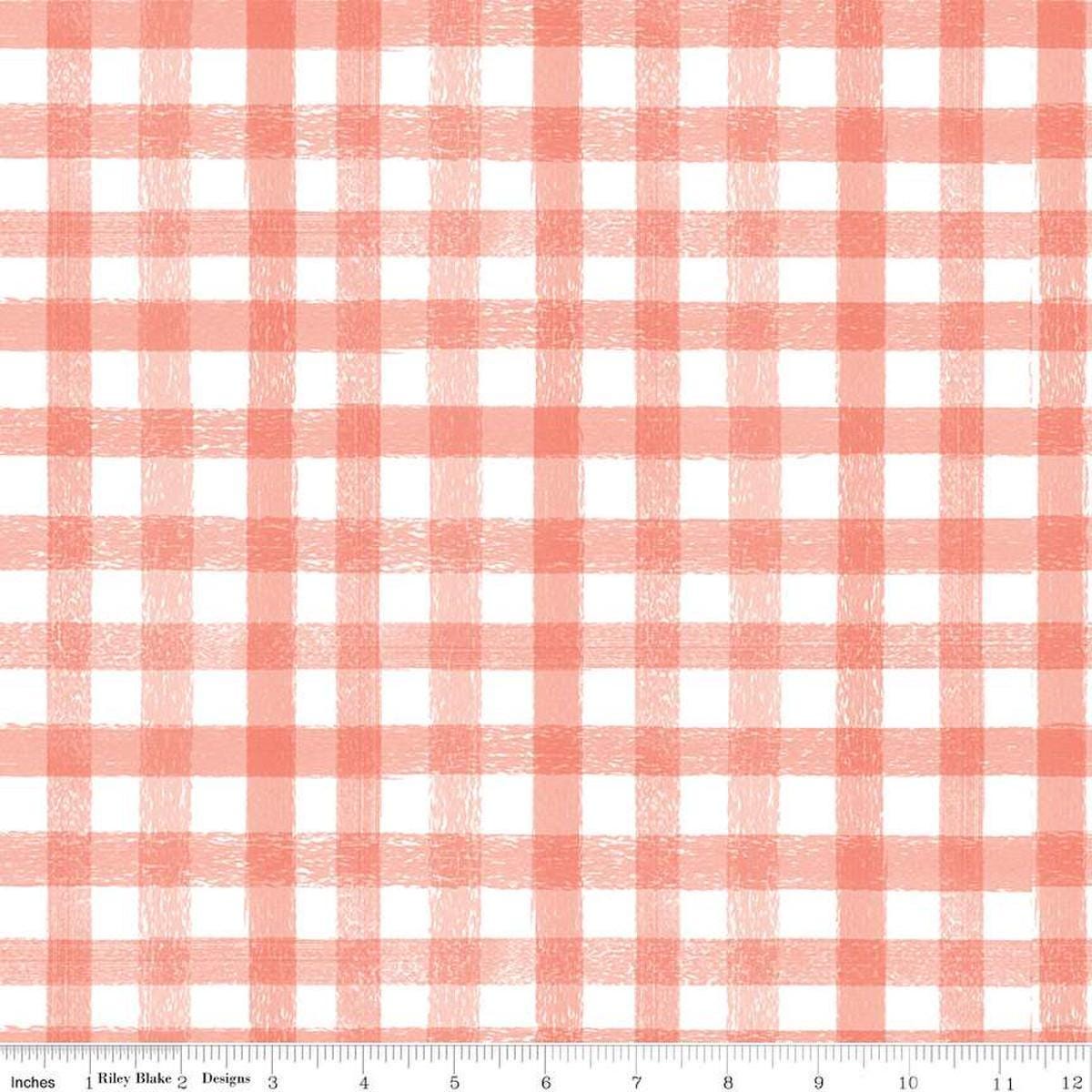 Homemade Gingham in Coral - 1/2 Yard Increments, Cut Continuously - by Echo Park Paper Co. for Riley Blake Designs