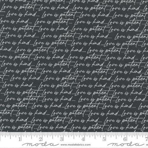 Flirt Love is Patient Words in Black - 1/2 Yard Increments, Cut Continuously - by Sweetwater for Moda Fabrics