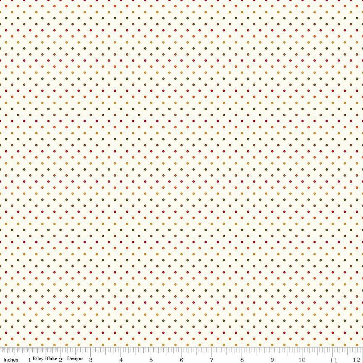 Le Creme Swiss Dot Autumn on Cream - 1/2 Yard Increments, Cut Continuously - by Riley Blake Designs