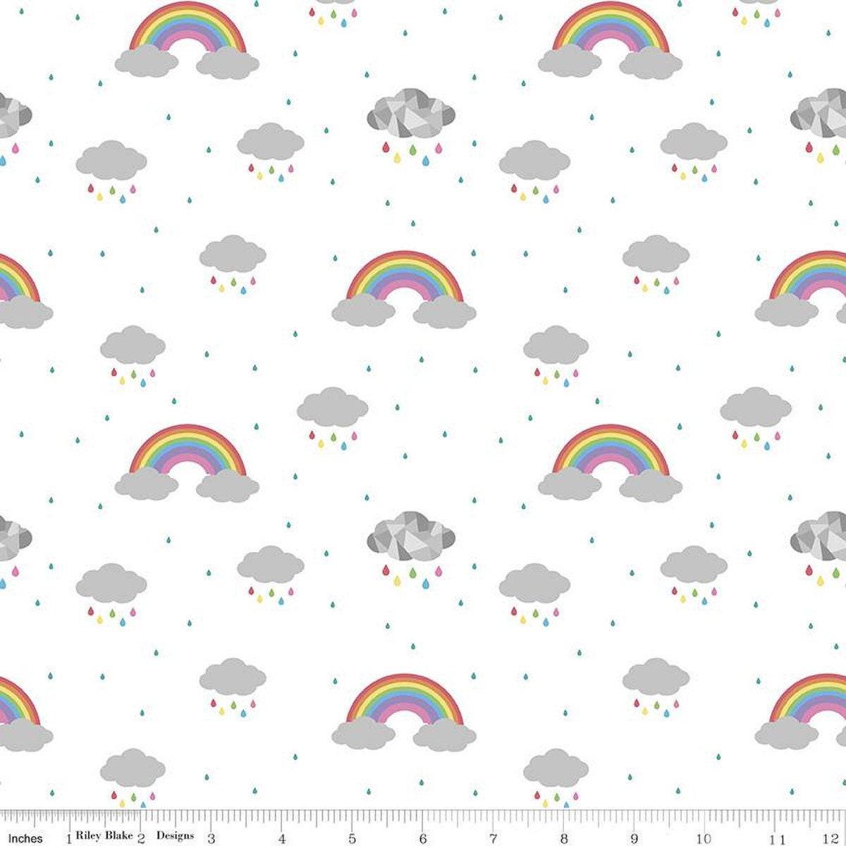Clearance- Dream in Color White - 1/2 Yard Increments, Cut Continuously - by Kristy Lea for Riley Blake Designs