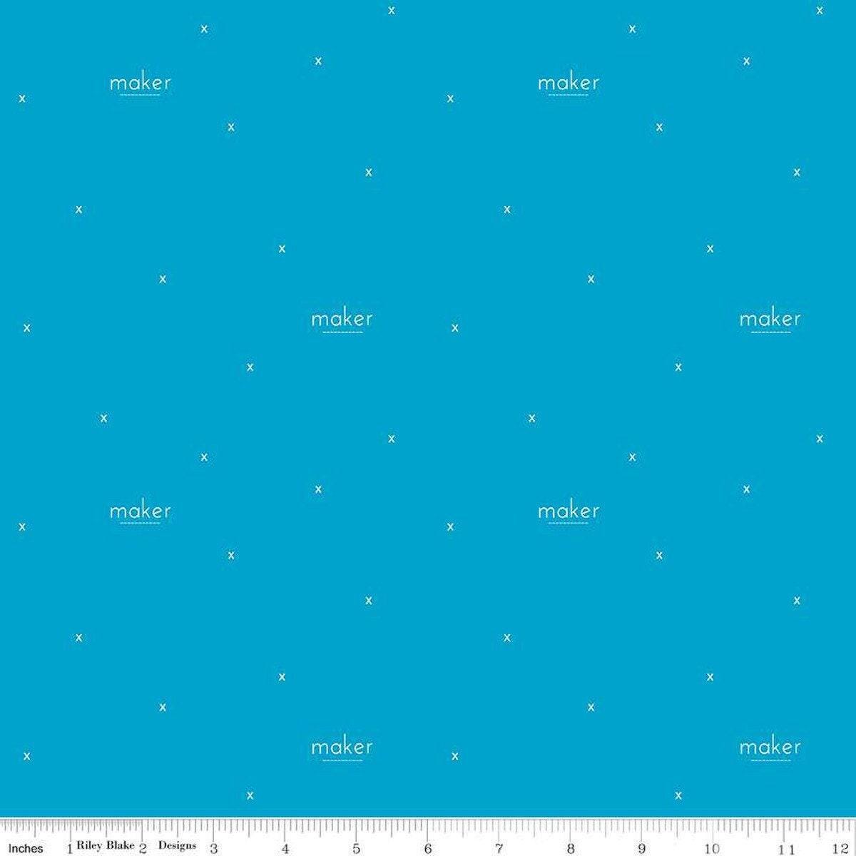 Make Maker in Blue - 1/2 Yard Increments, Cut Continuously - by Kristy Lea of Quiet Play for Riley Blake Designs