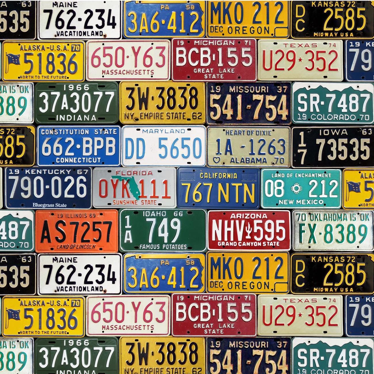 Route 66 License Plates - 1/2 Yard Increments, Cut Continuously - by Timeless Treasures