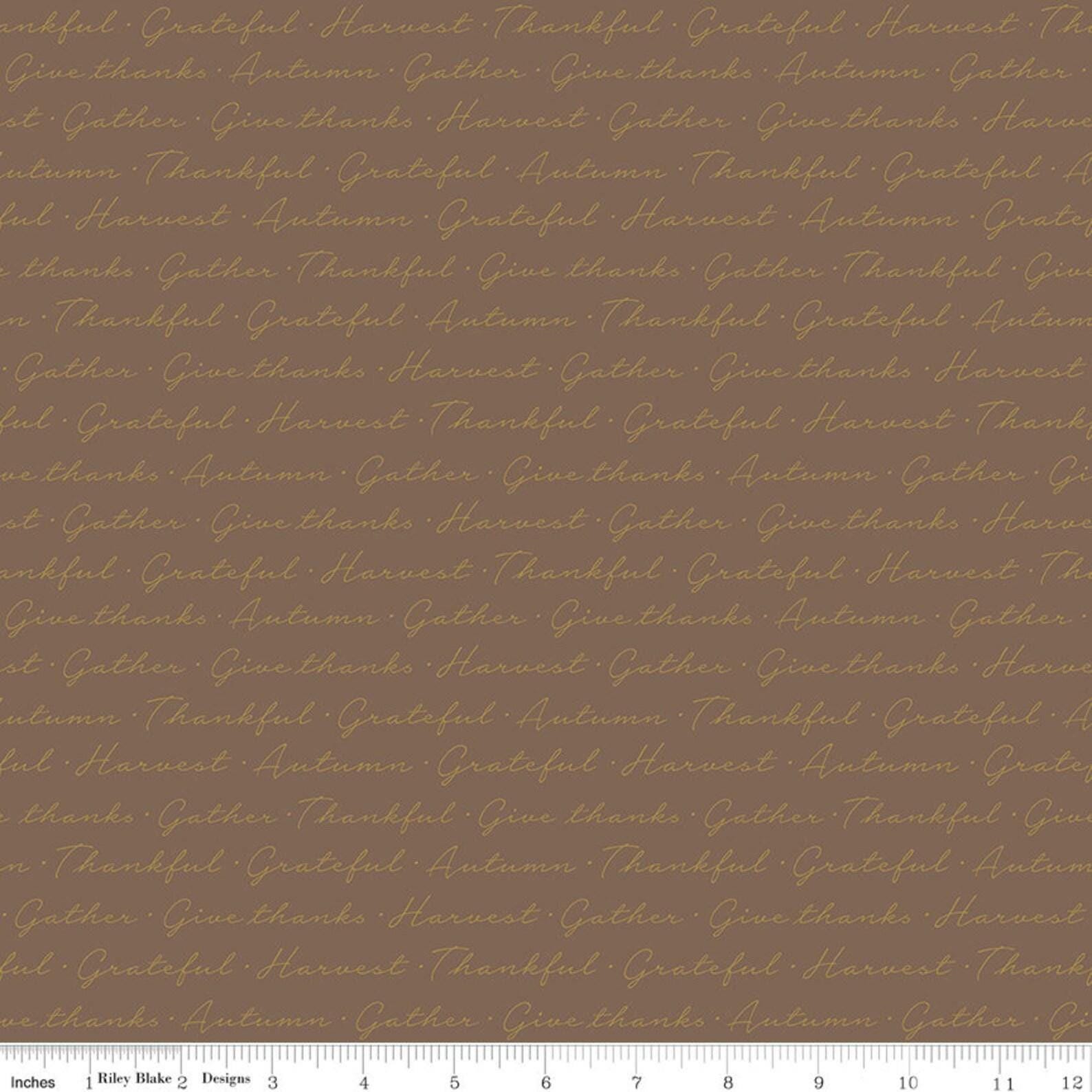 Shades of Autumn Script Sparkle in Brown - 1/2 Yard Increments, Cut Continuously - by My Mind's Eye from Riley Blake Designs