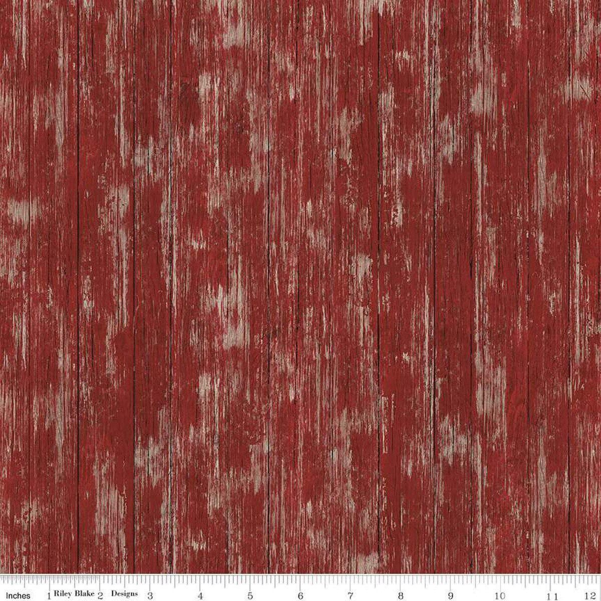 Covered Bridges in Spring Barn Wood in Burgundy - 1/2 Yard Increments, Cut Continuously - by Tara Reed for Riley Blake Designs