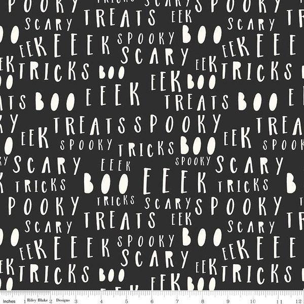 Bad to the Bone Black Words - 1/2 Yard Increments, Cut Continuously - by My Mind's Eye for Riley Blake Designs