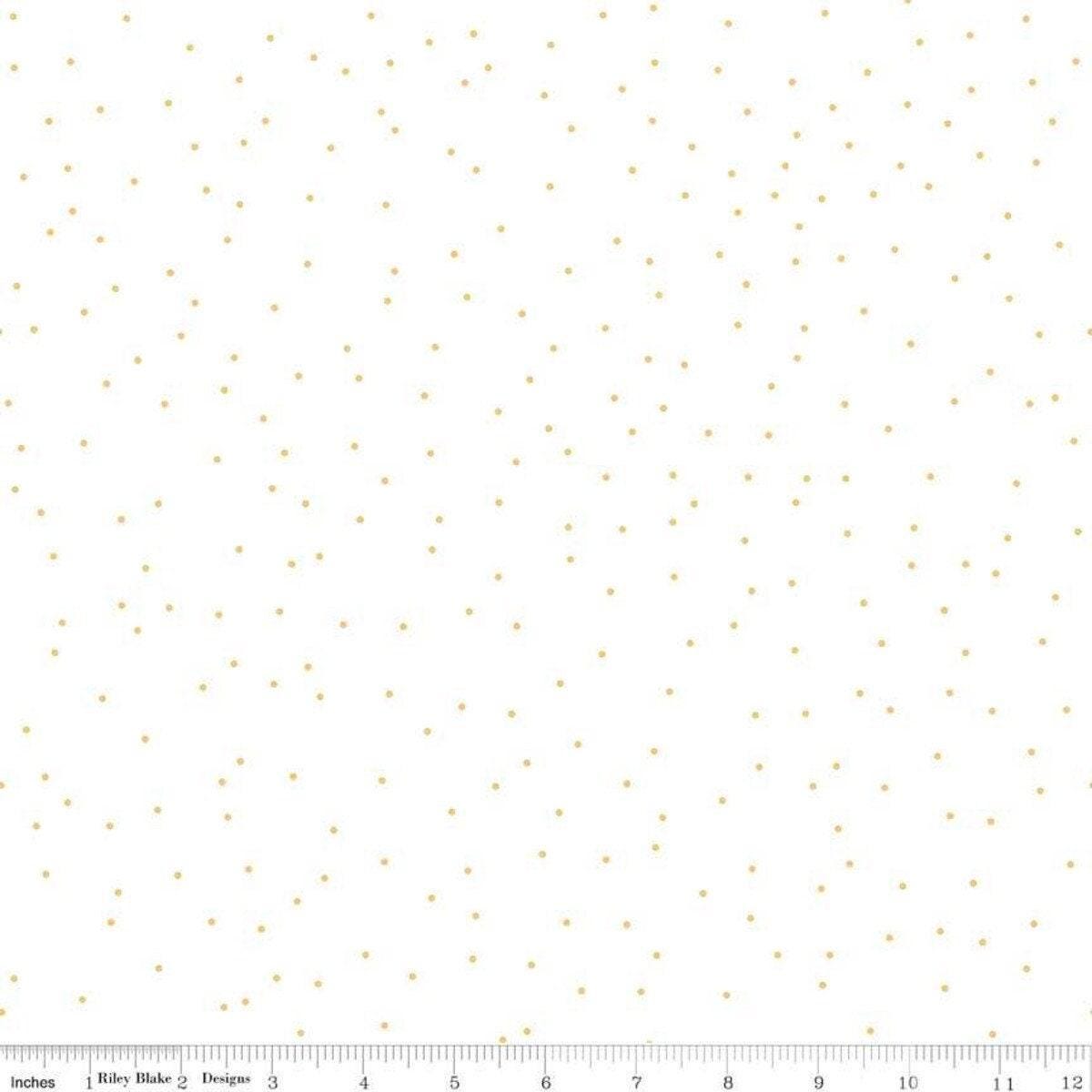 Honey Pin Dot on White - 1/2 Yard Increments, Cut Continuously - by Riley Blake Designs