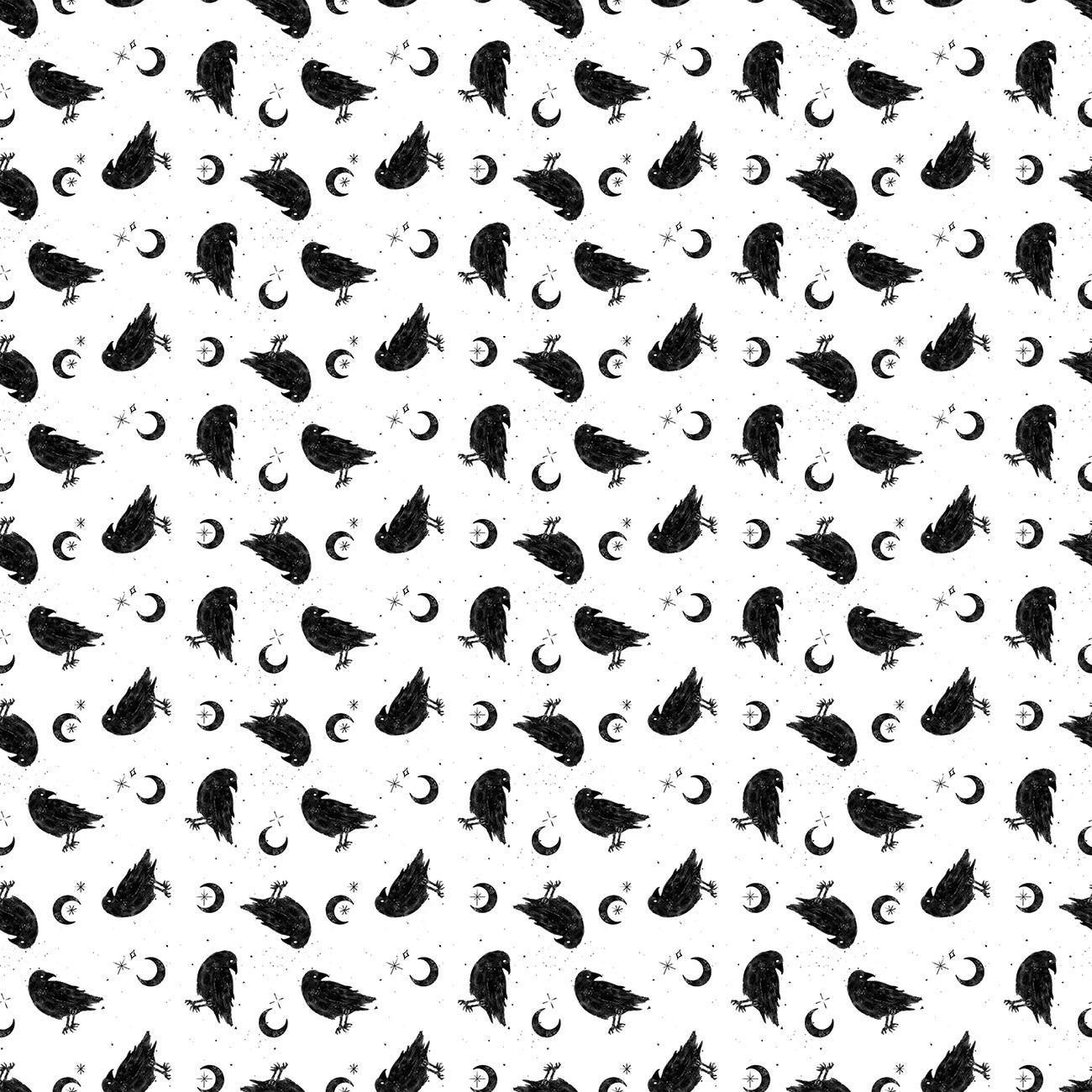 Bootiful The Crowening Halloween in White - 1/2 Yard Increments, Cut Continuously - by Dear Stella