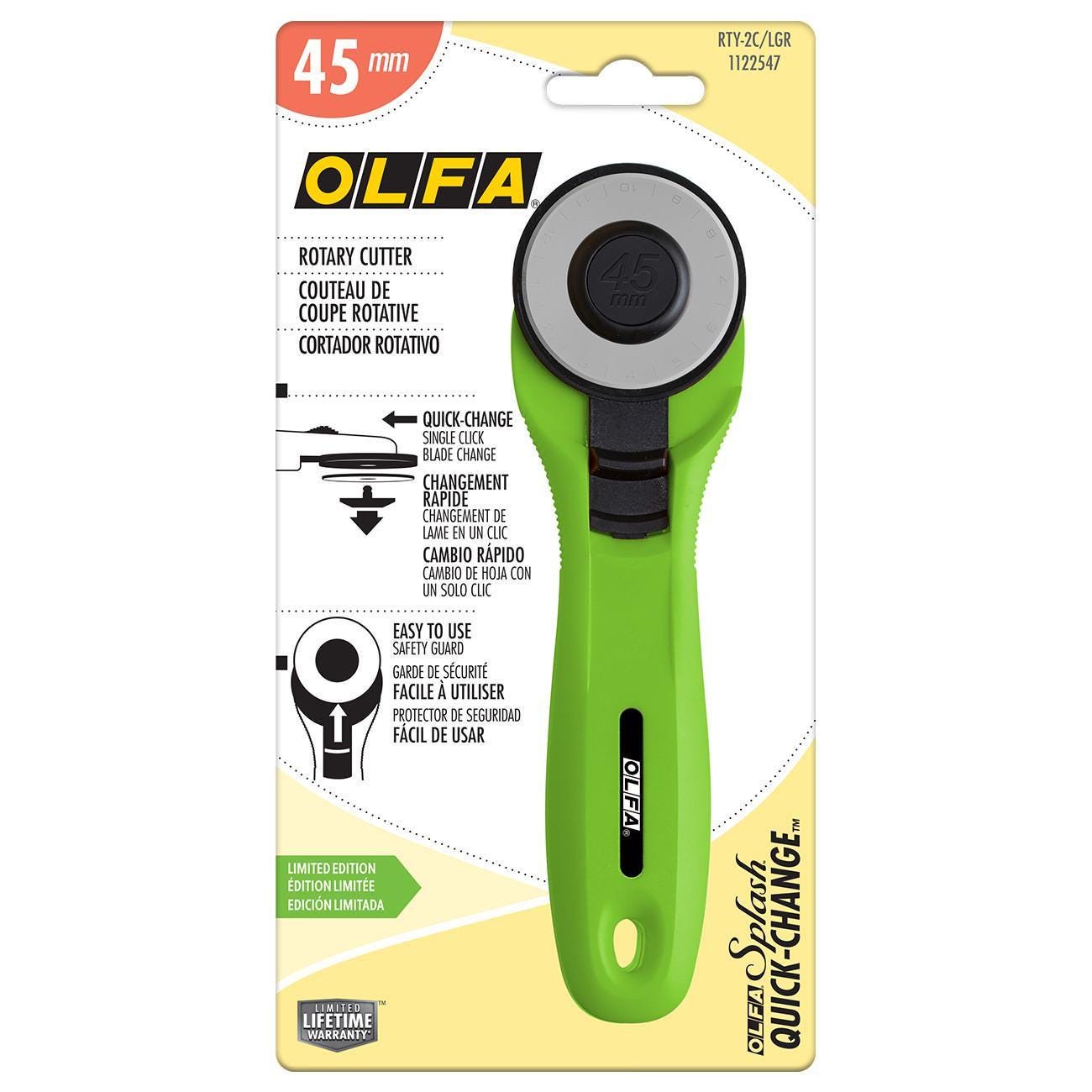 Lime Green Splash 45mm Rotary Cutter by Olfa