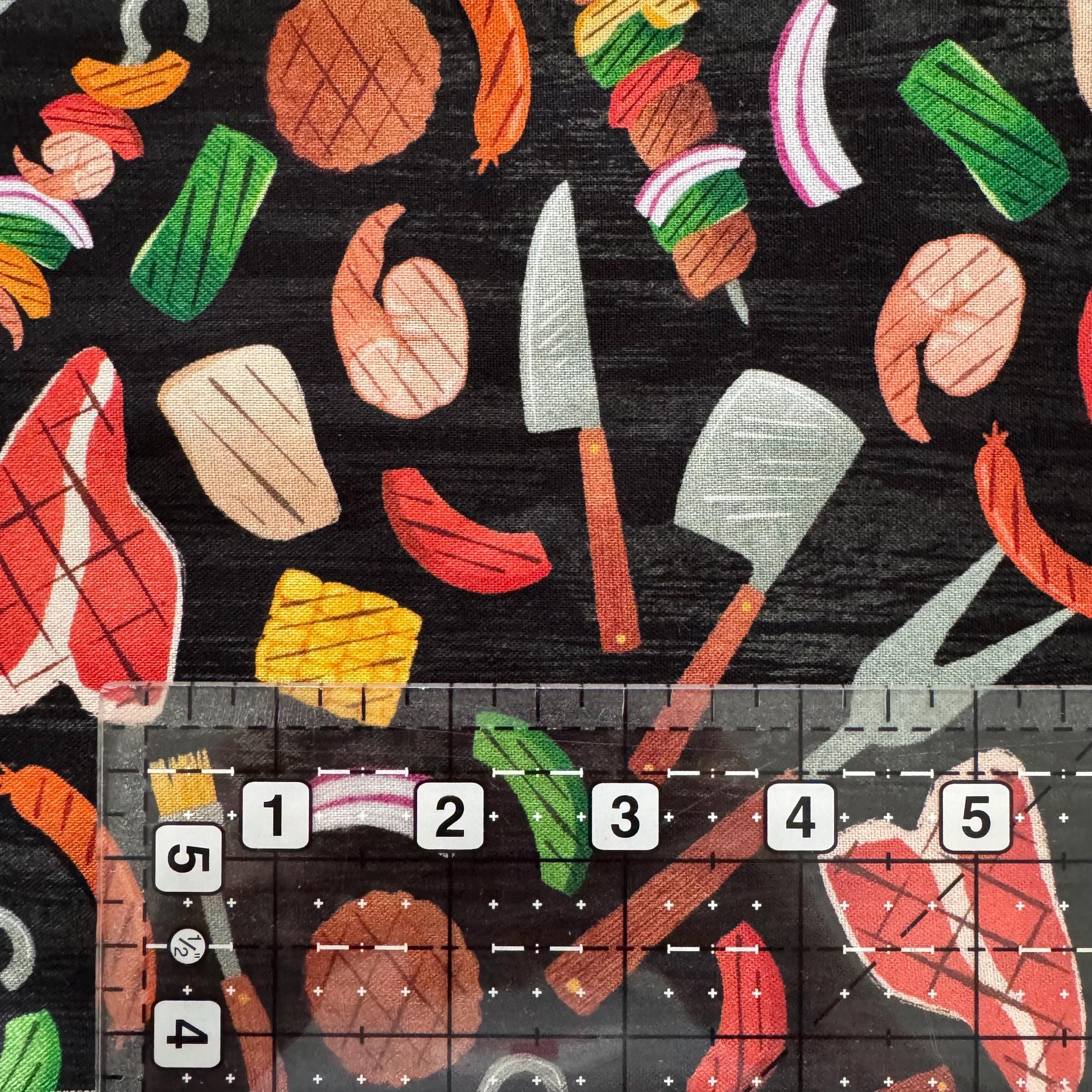 Chill & Grill BBQ Party in Black - 1/2 Yard Increments, Cut Continuously - by Michael Miller