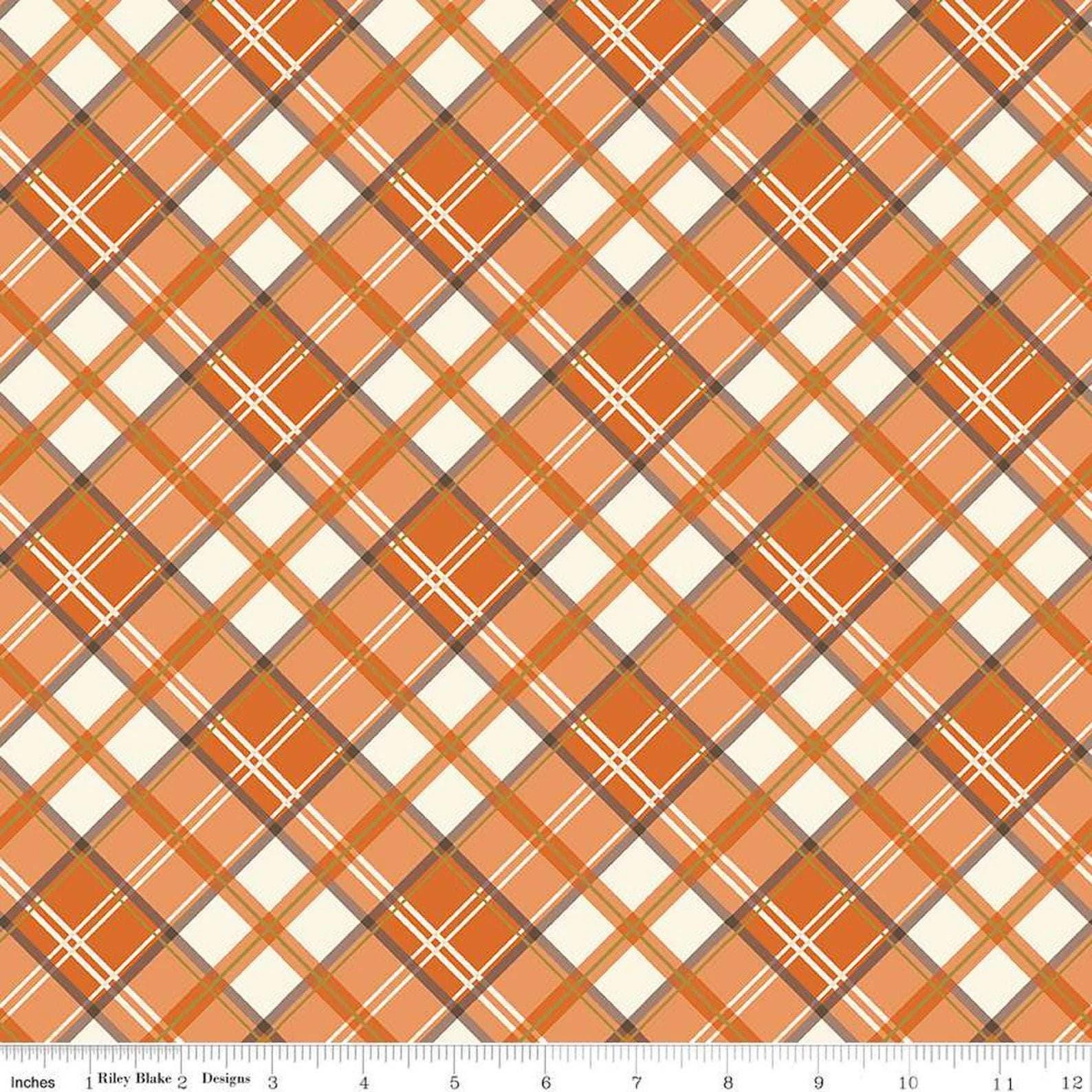 Shades of Autumn Plaid Sparkle in Orange - 1/2 Yard Increments, Cut Continuously - by My Mind's Eye from Riley Blake Designs