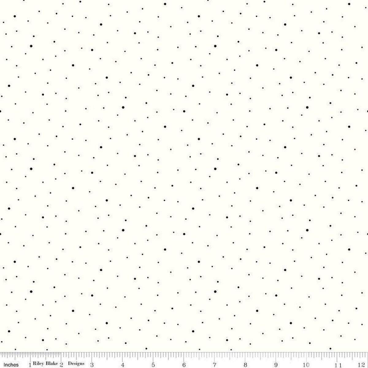 Black Dapple Dot on Creamy White - 1/2 Yard Increments, Cut Continuously - by Riley Blake Designs
