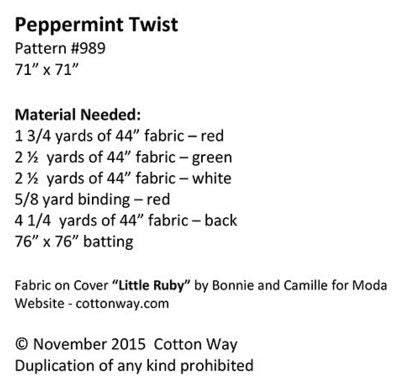 Peppermint Twist Quilt Pattern by Cotton Way