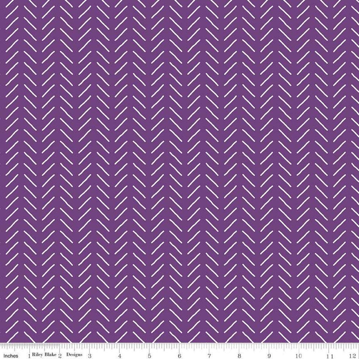 Clearance- Fleur Bias Lines in Dark Purple - 1/2 Yard Increments, Cut Continuously - by Sedef Imer for Riley Blake Designs