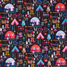 Happy Camper Let's Go Camping in Black - 1/2 Yard Increments, Cut Continuously - by Michael Miller