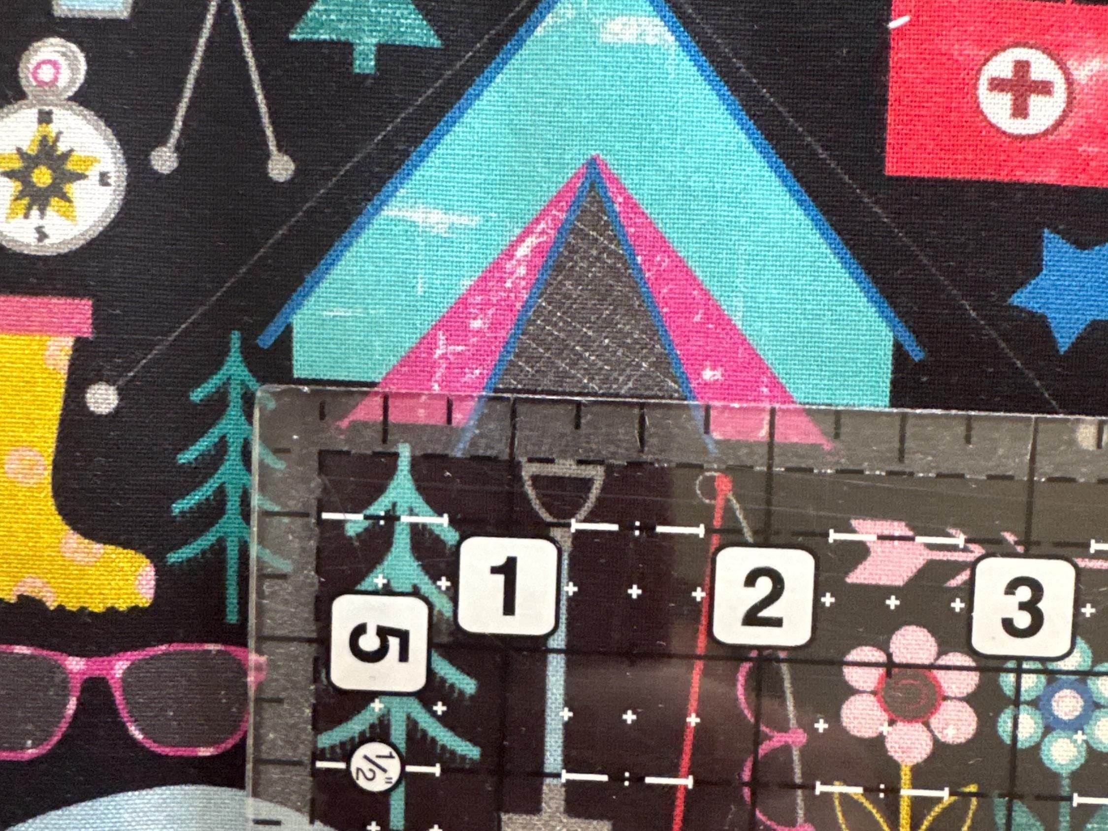 Happy Camper Let's Go Camping in Black - 1/2 Yard Increments, Cut Continuously - by Michael Miller