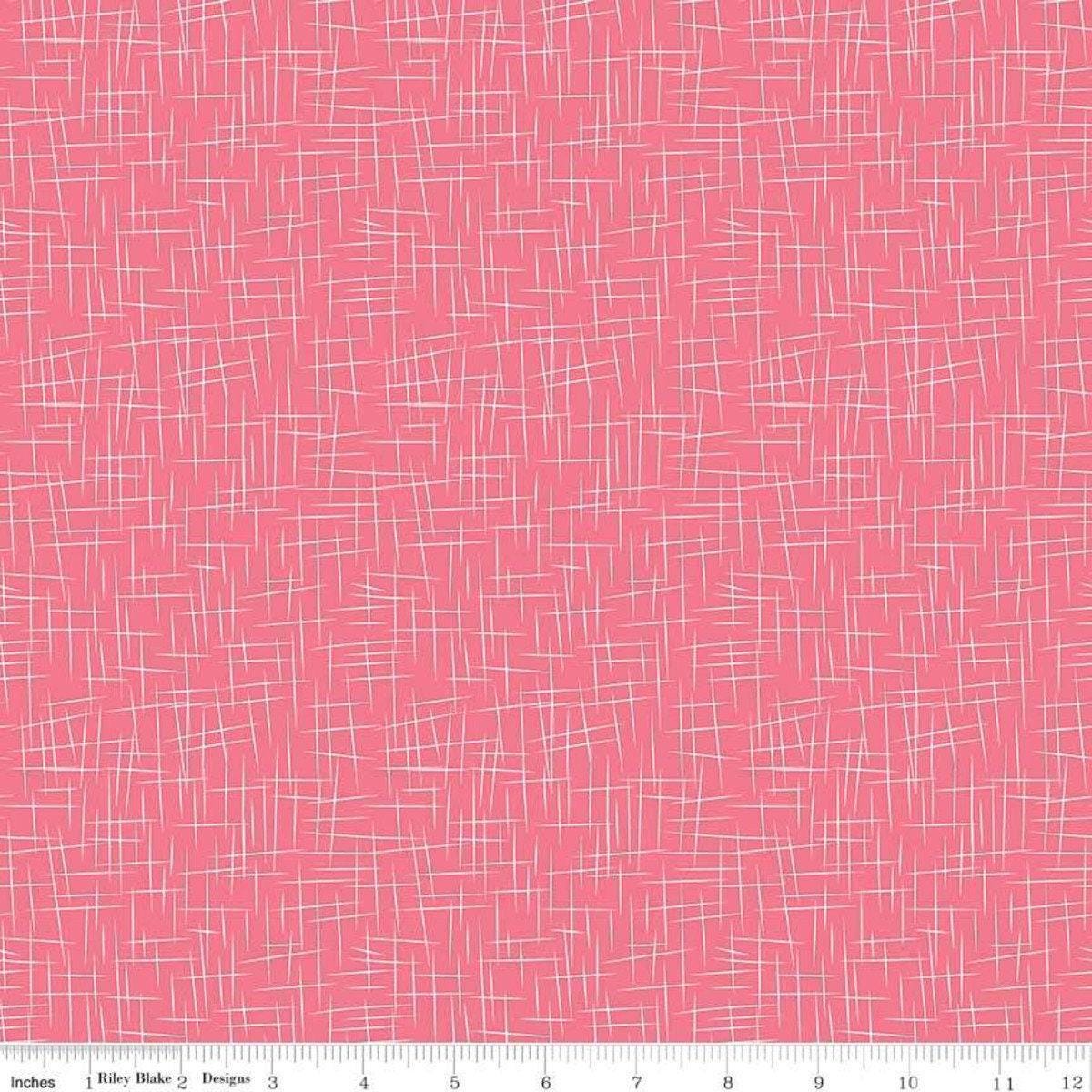 Coral Pink and White (Lipstick) Large Hashtag - 1/2 Yard Increments, Cut Continuously - by Riley Blake Designs