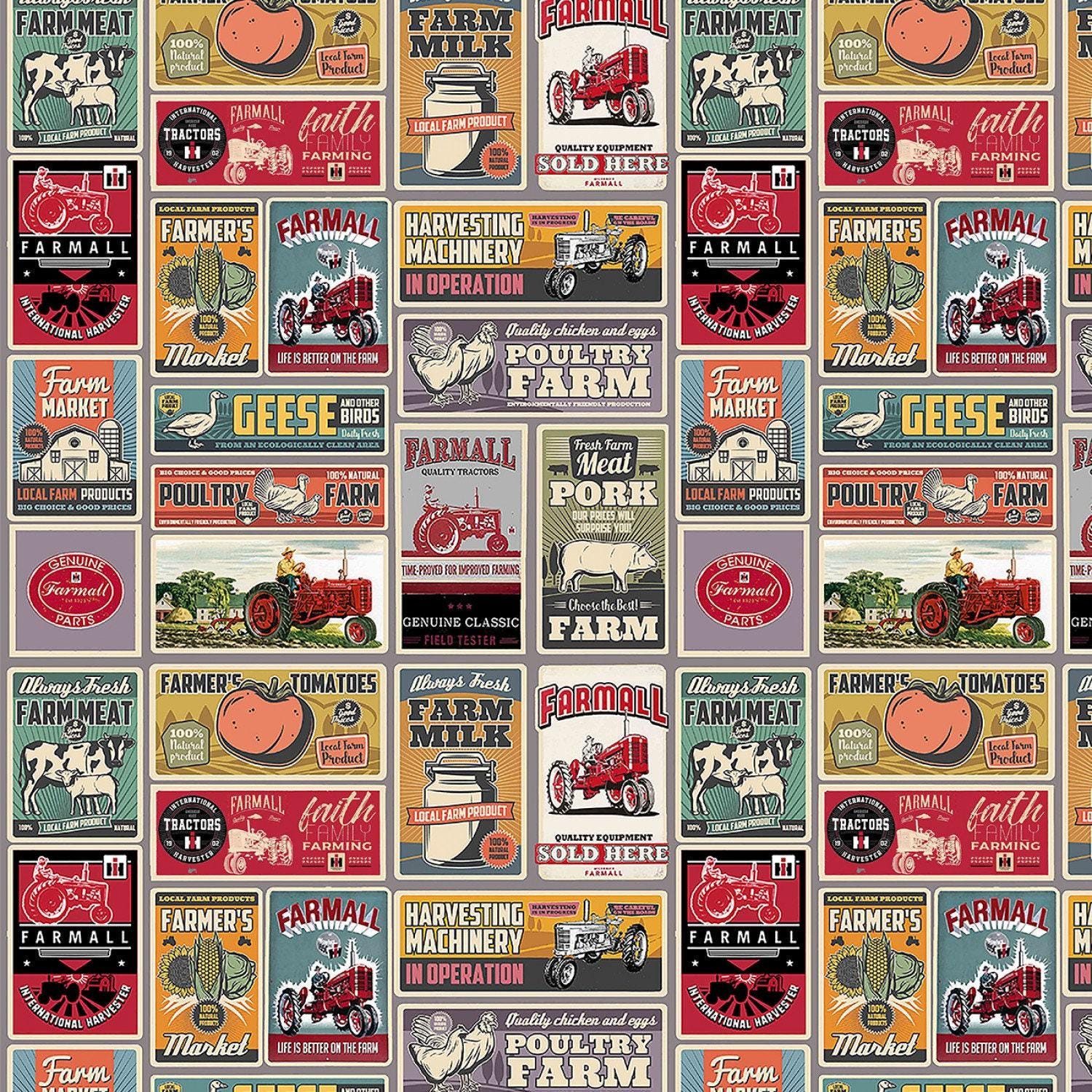 Farmall Farm to Table Vintage Posters Fabric - 1/2 Yard Increments, Cut Continuously - by Sykel Enterprises
