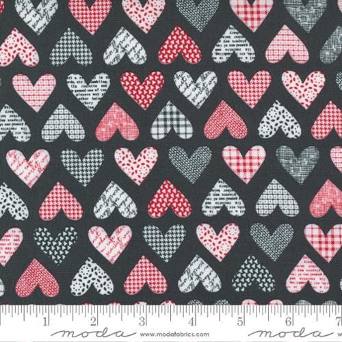 Flirt Hearts in Black - 1/2 Yard Increments, Cut Continuously - by Sweetwater for Moda Fabrics