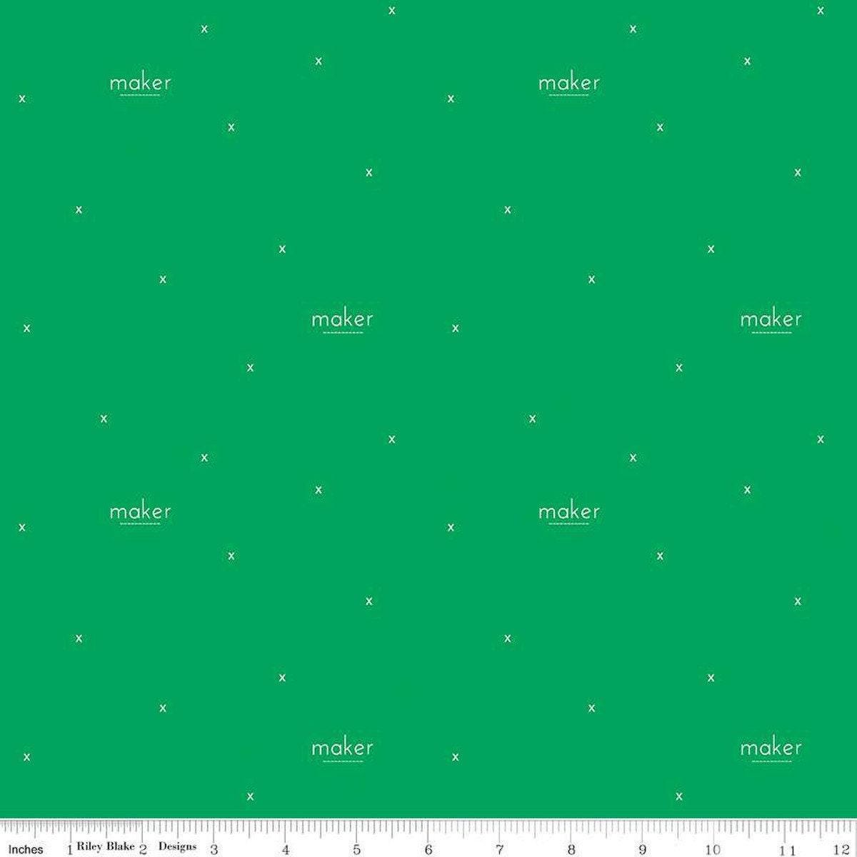 Make Maker in Green - 1/2 Yard Increments, Cut Continuously - by Kristy Lea of Quiet Play for Riley Blake Designs