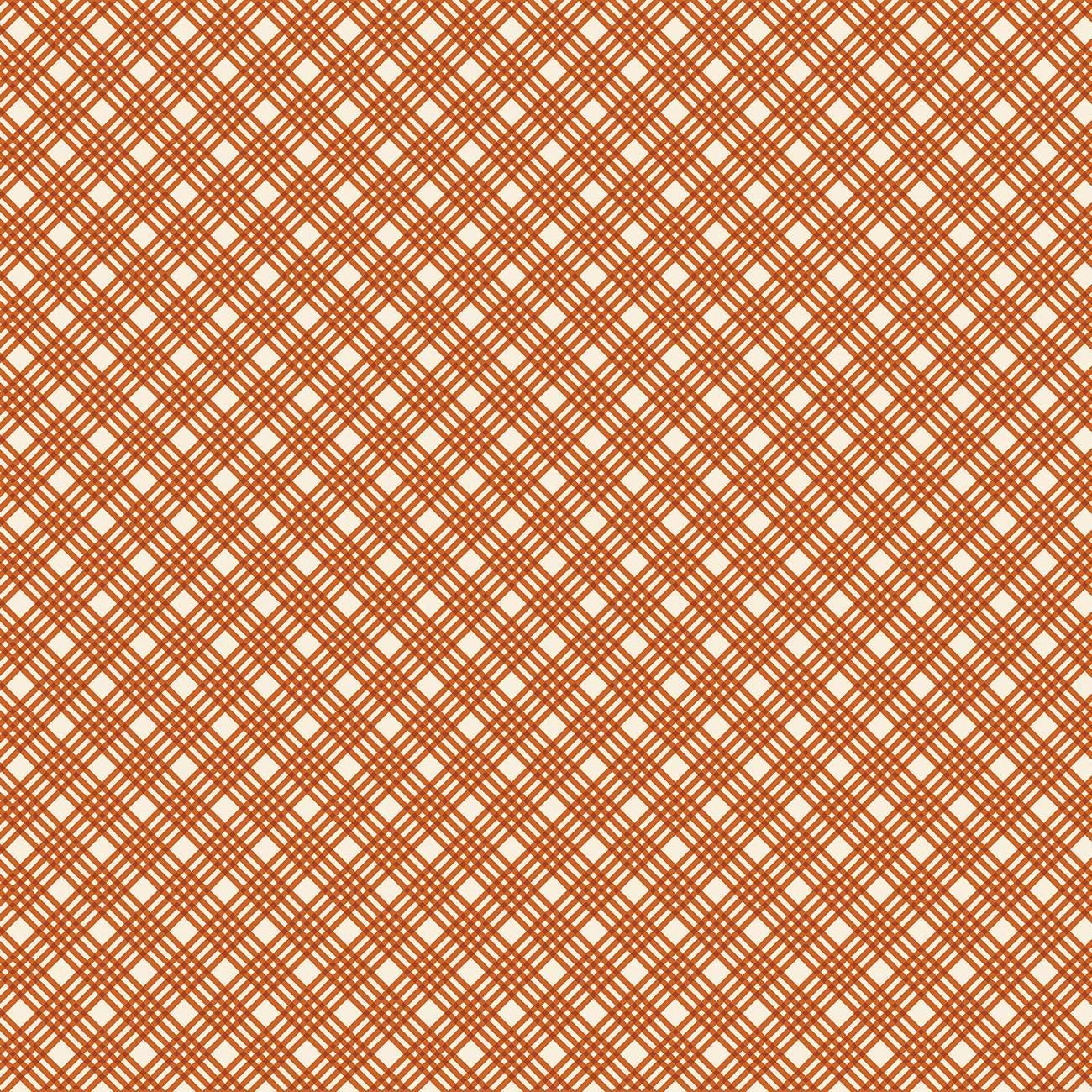 Hello Pumpkin Orange Crisp Plaid Harvest - 1/2 Yard Increments, Cut Continuously - by Cherry Guidry Collection for Bernatex Fabrics